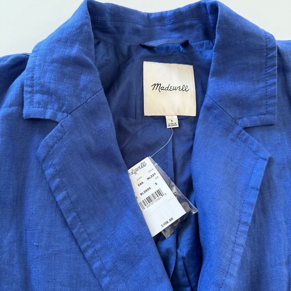 NWT Madewell-Double Breasted Crossover-Blue-100% Linen-Blazer-Oversized-S - Picture 6 of 13